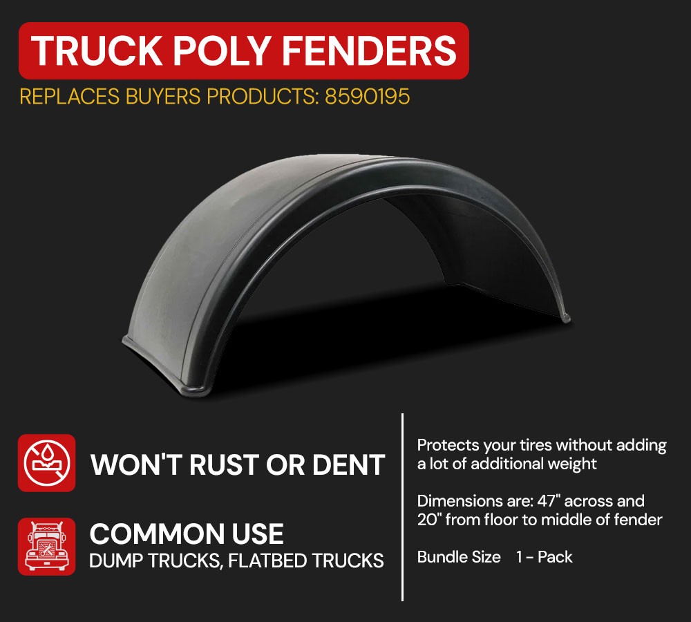 (2 Pack) Smooth Poly Fender for Trucks with 19.5" or larger dual rear wheels