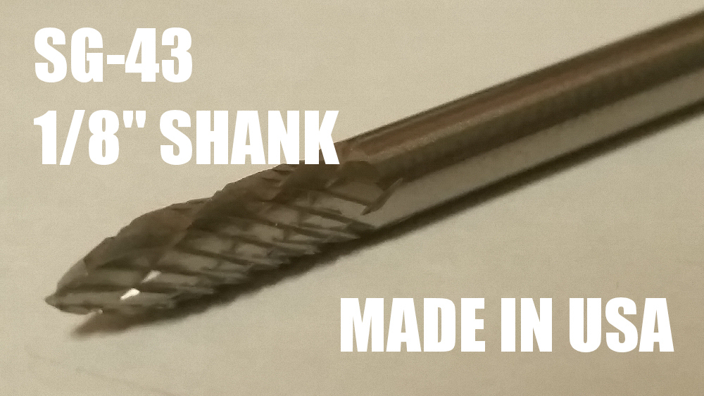 SG43D Tree Shape SOLID Carbide Burr Bur Cutting Tool Die Grinder Bit 1/8"