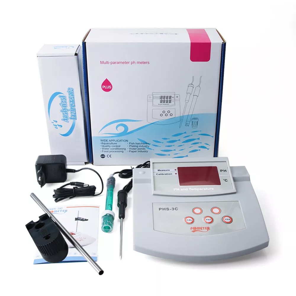 PHS-3C 2 In 1 PH Desktop New Automatic Calibration Acidity Meter PH/Temp Tester