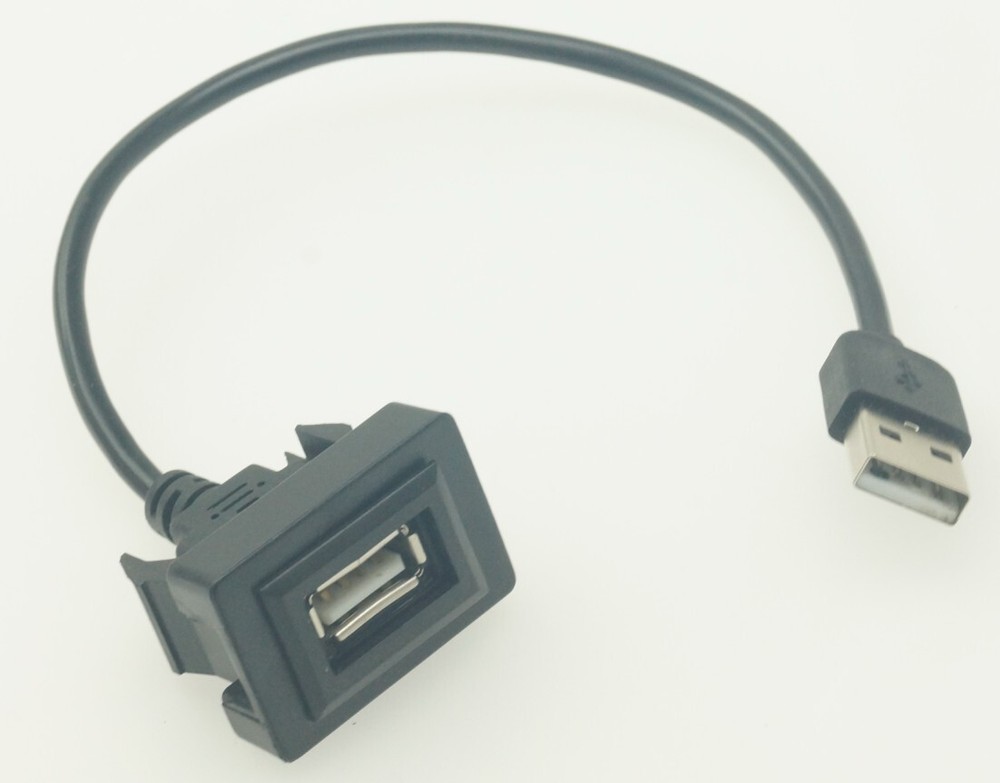 USB Extension Cable 25cm Adapter Black Car Center Console Flush Mount Part