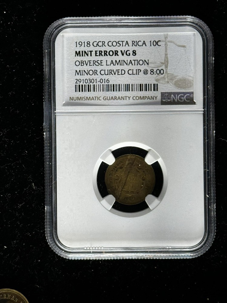 Costa Rica Mint Error 10 Centavos 1918