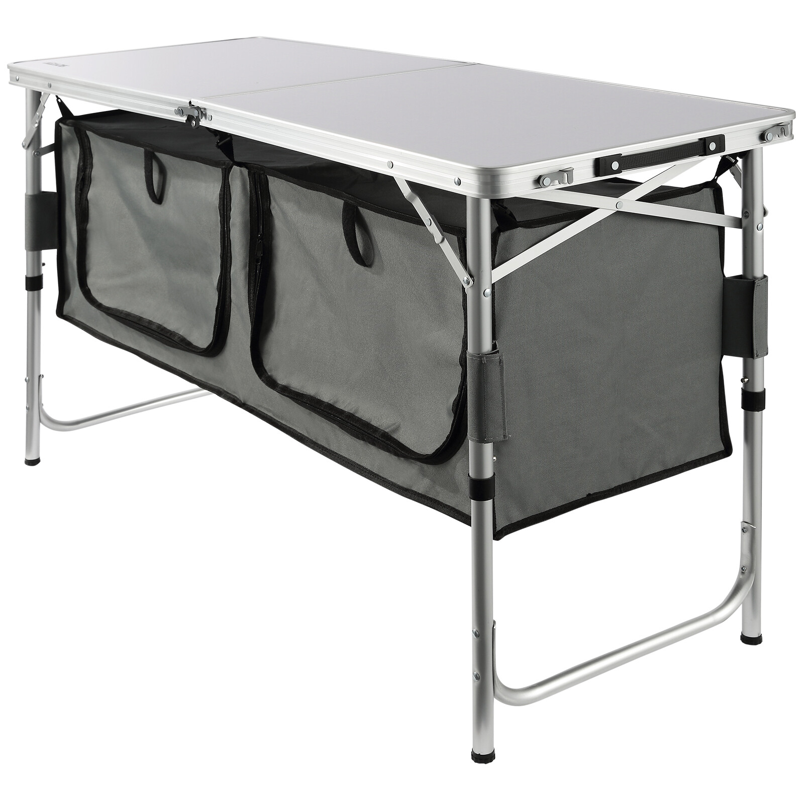 VEVOR Camping Kitchen Table Folding Portable Cook Station 3 Adjustable Heights