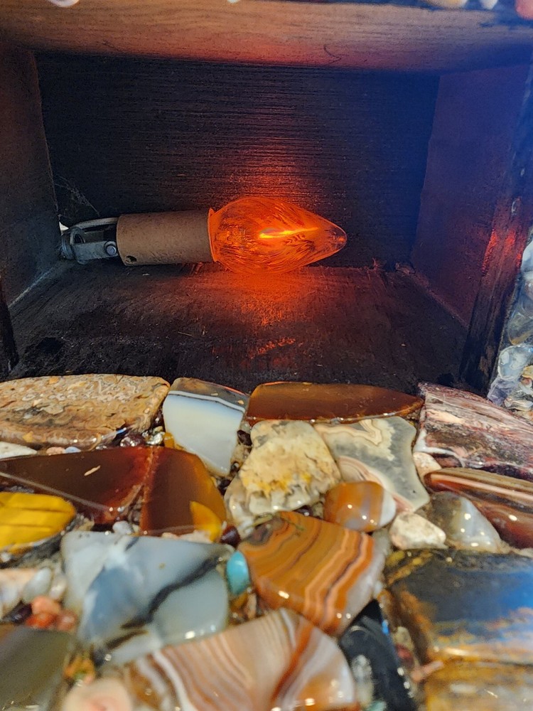 Gorgeous Agate Covered Mini Fireplace And Mantle