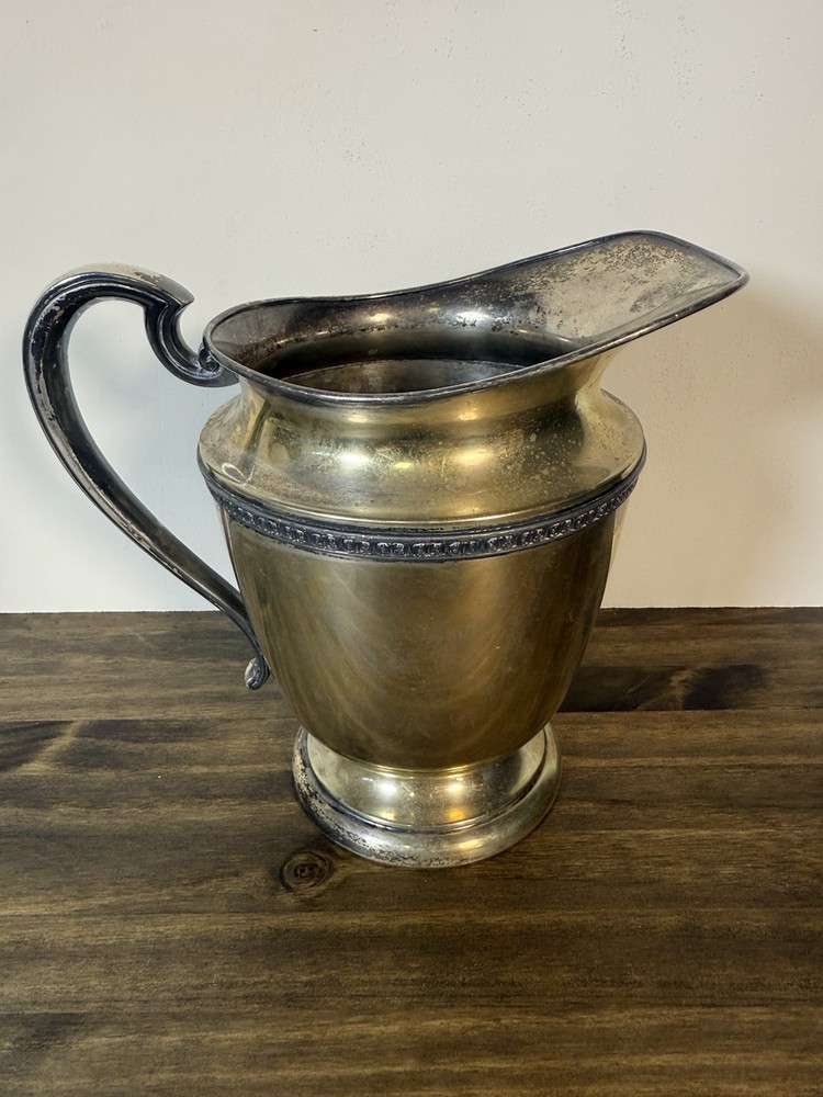 Vintage Silverplate Water Pitcher Jug Decorative Serving Tableware