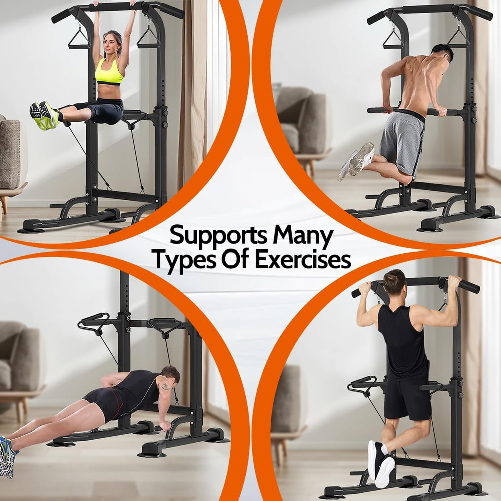 Power Tower Pull up Dip Station Adjustable Height Multifunctional Home Strength