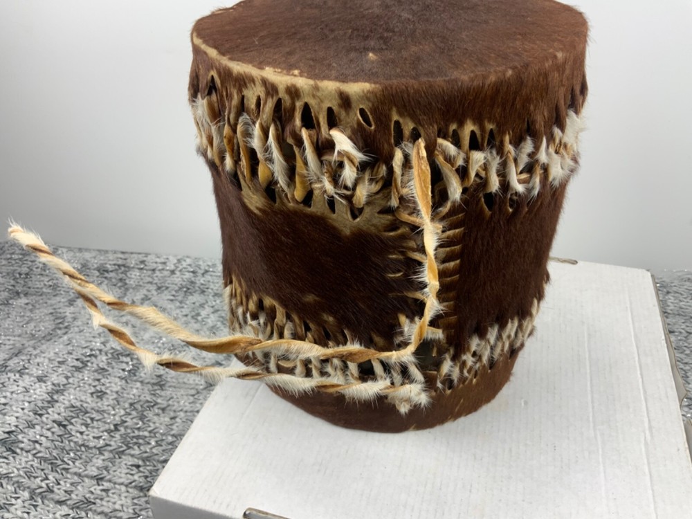 Stretched Cowhide Drum Small Native American?