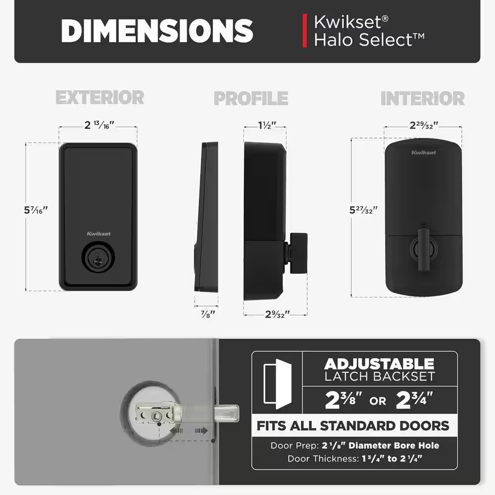 HALO Select Soft Modern Touchscreen Wi-Fi and Matter Enabled Smart Lock Deadbolt