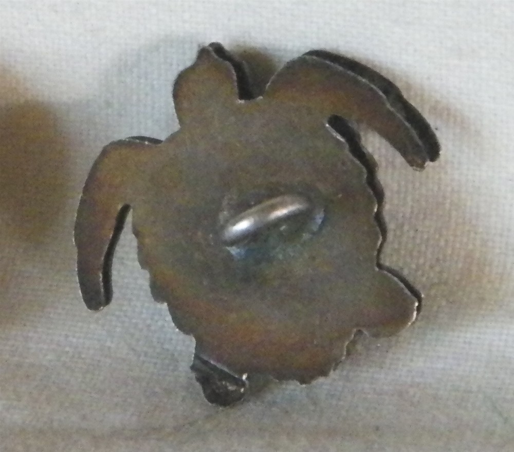 Bb Sea Turtle BUTTON Old Silvered Metal realistic medium