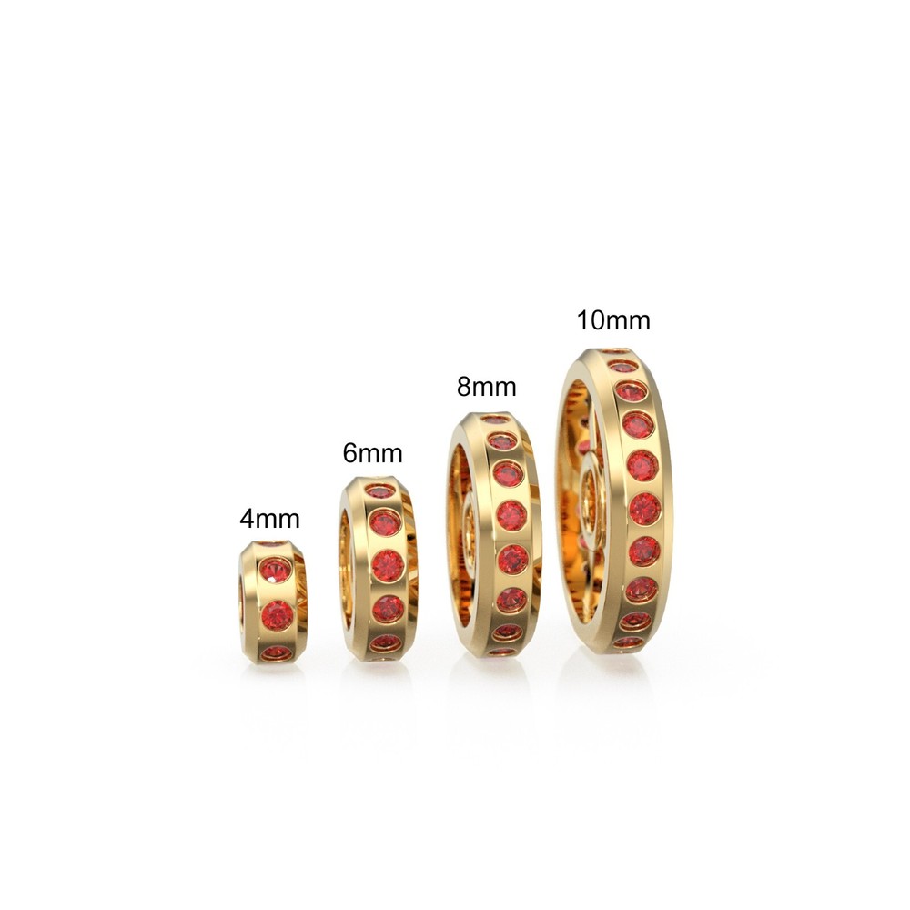 Real Red Ruby 18k Solid Gold Eternity Rondelle Wheel Spacer Handmade Beads