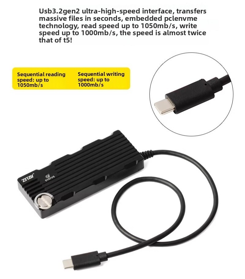 1pc for SSD Solid State Drive Converter Type-C High Speed USB 3.2 Interface CS10