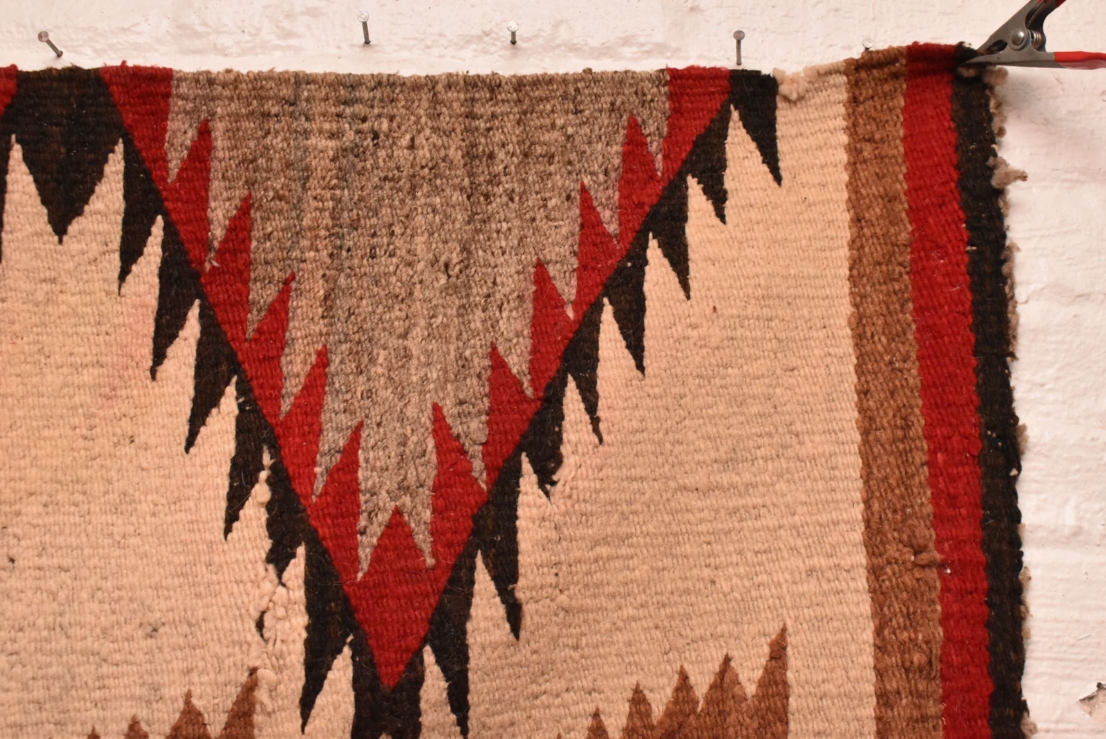 Antique Navajo Large Rug Native American Indian Weaving 62x31 Textile Vintage