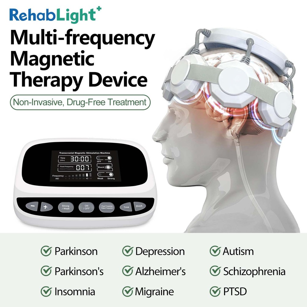 Non-Invasive rTMS Brain Stimulation Device for Parkinson Support Sadness Relief