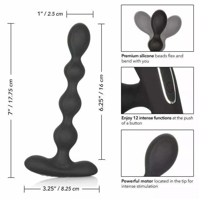 California Exotics Eclipse Slender Anal Beads Vibrating Butt Plug Black