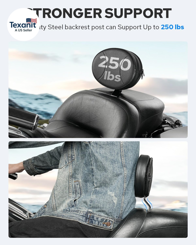 Adjustable Driver Backrest Rider Backrest Plug-In Backrest Compatible for Harley