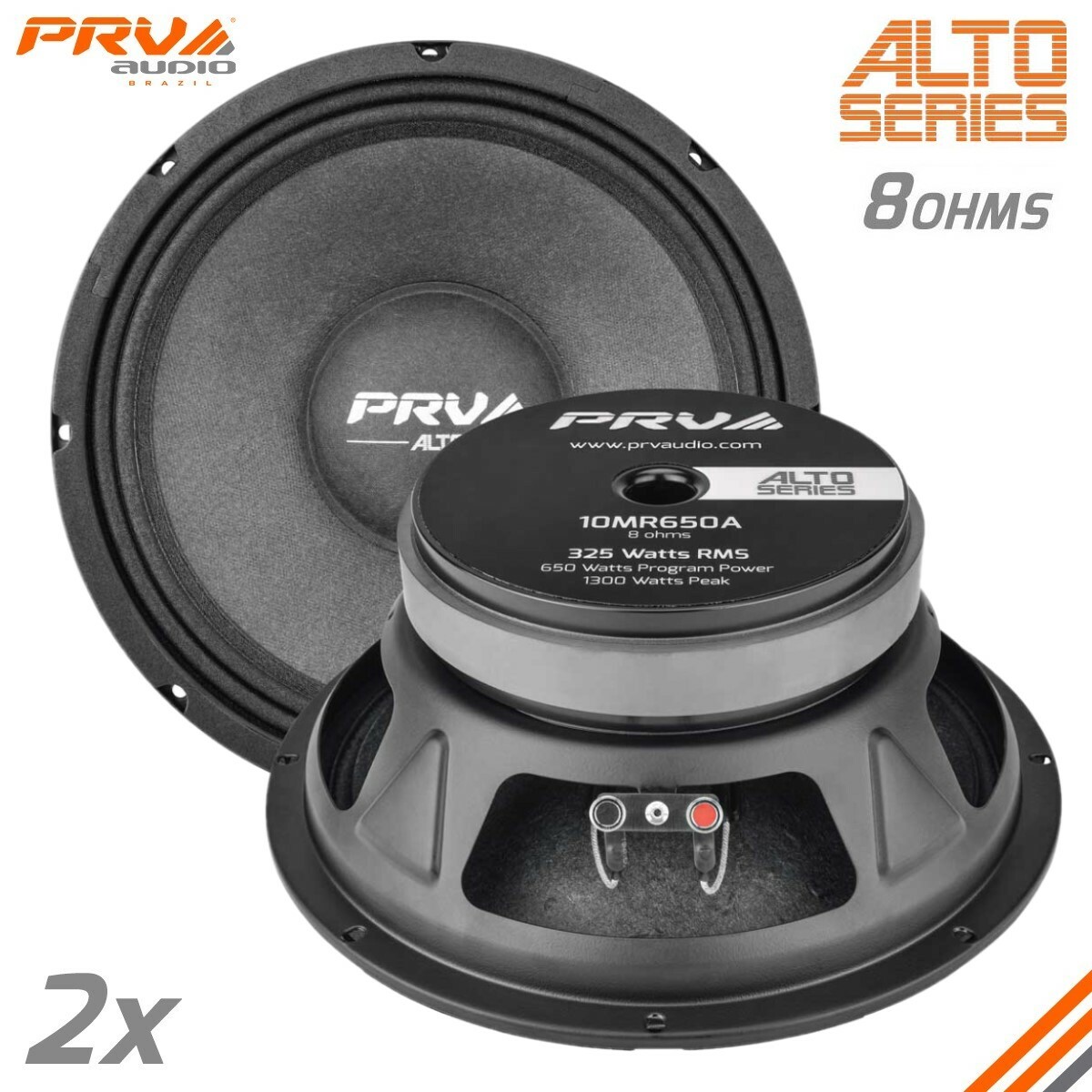 2x PRV Audio 10MR650A Midrange 10" Speaker 8 Ohms 10in PRO Car Audio 650 Watts