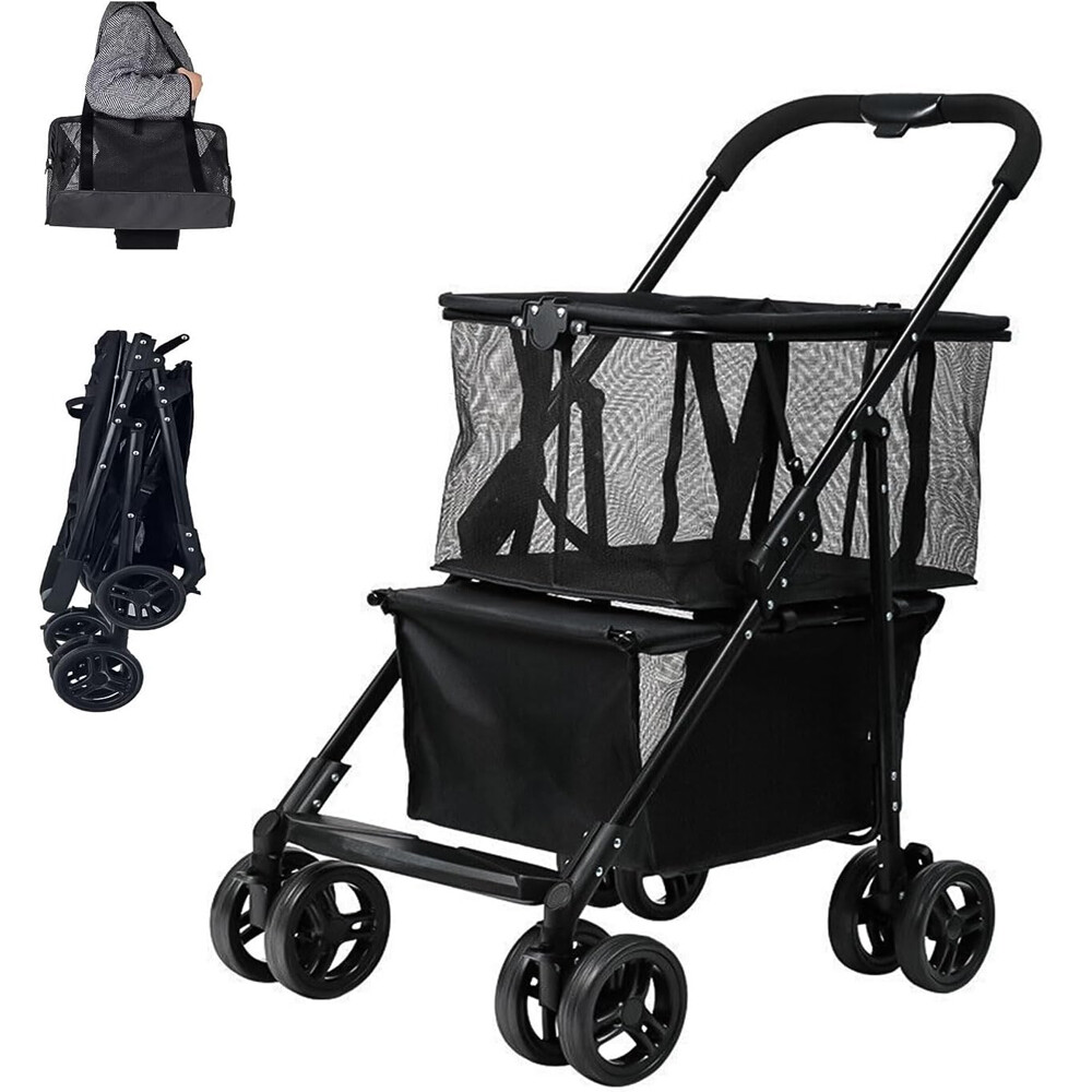 Collapsible Shopping Cart Utility Trolley Cart with Removable Tote Swivel Wheels
