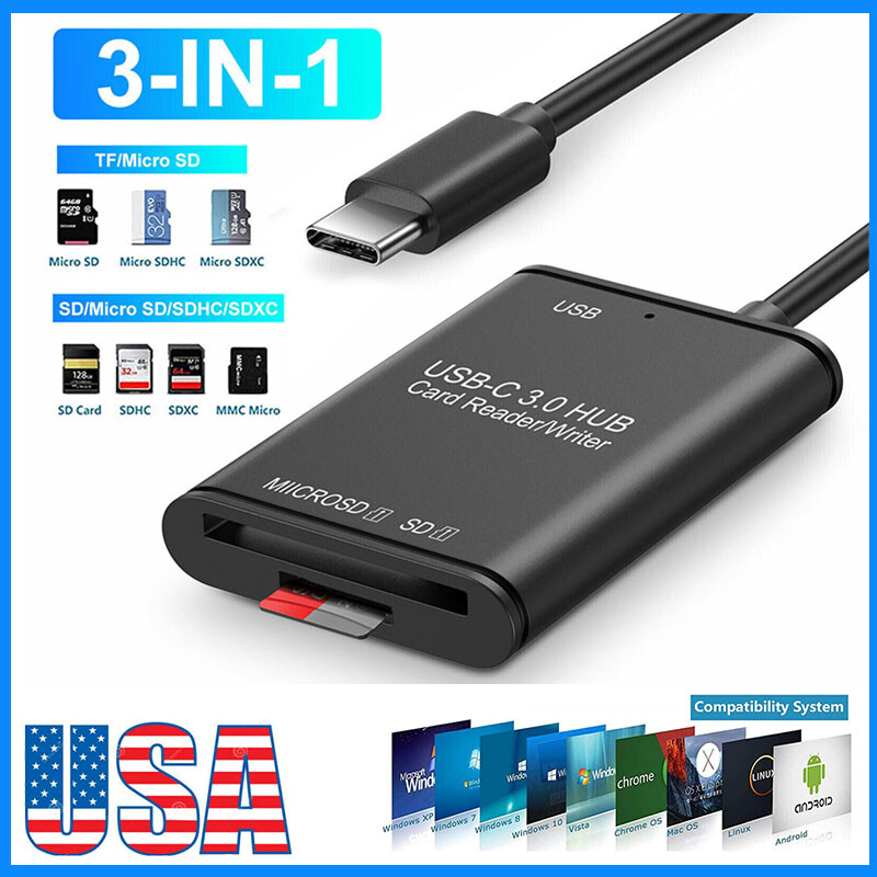 USB C to SD Card Reader Writer OTG Adapter USB 3.0 Micro SD Memory Card Reader