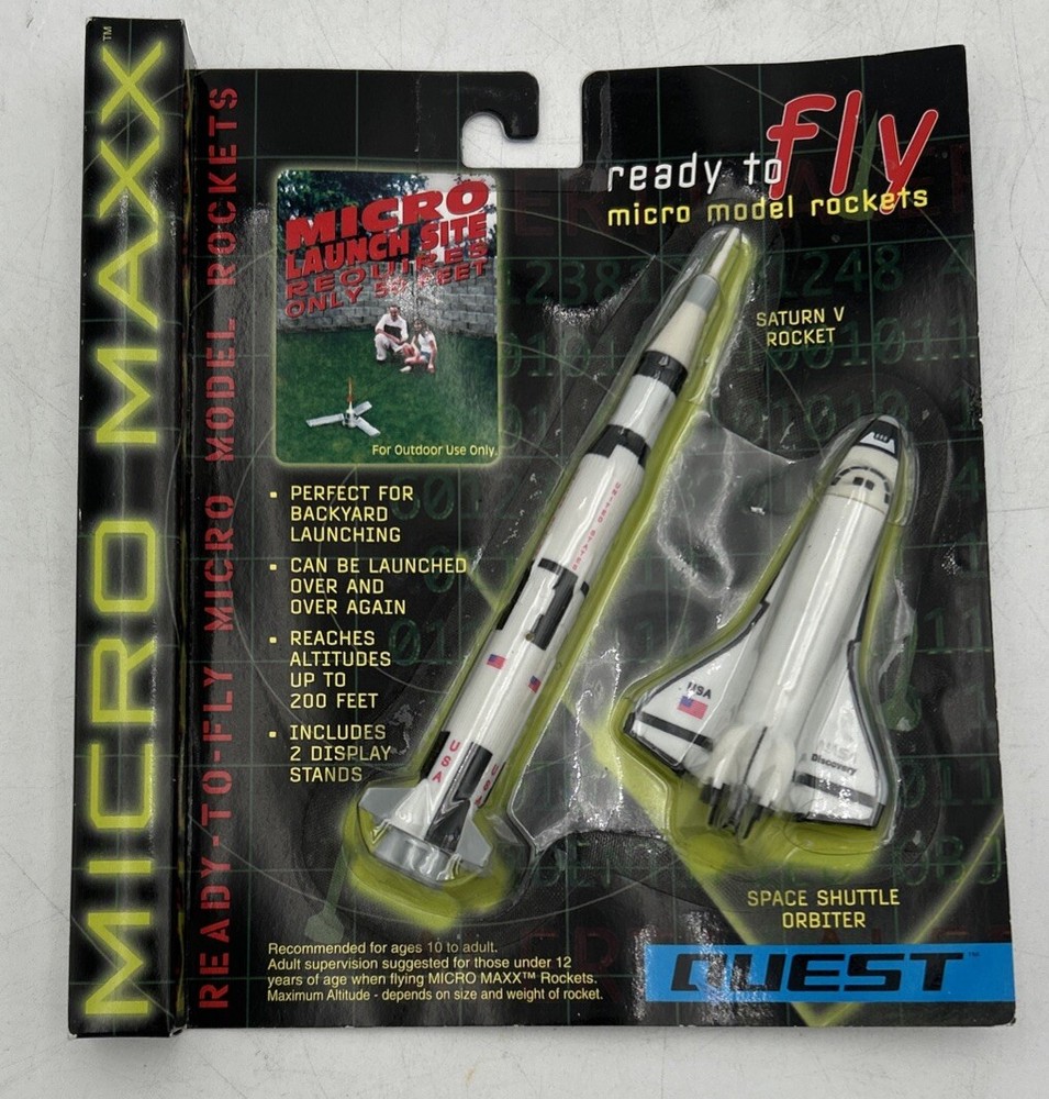 Quest Micro Maxx  Store Display  Model Rockets Space Shuttle Orbiter & Saturn V