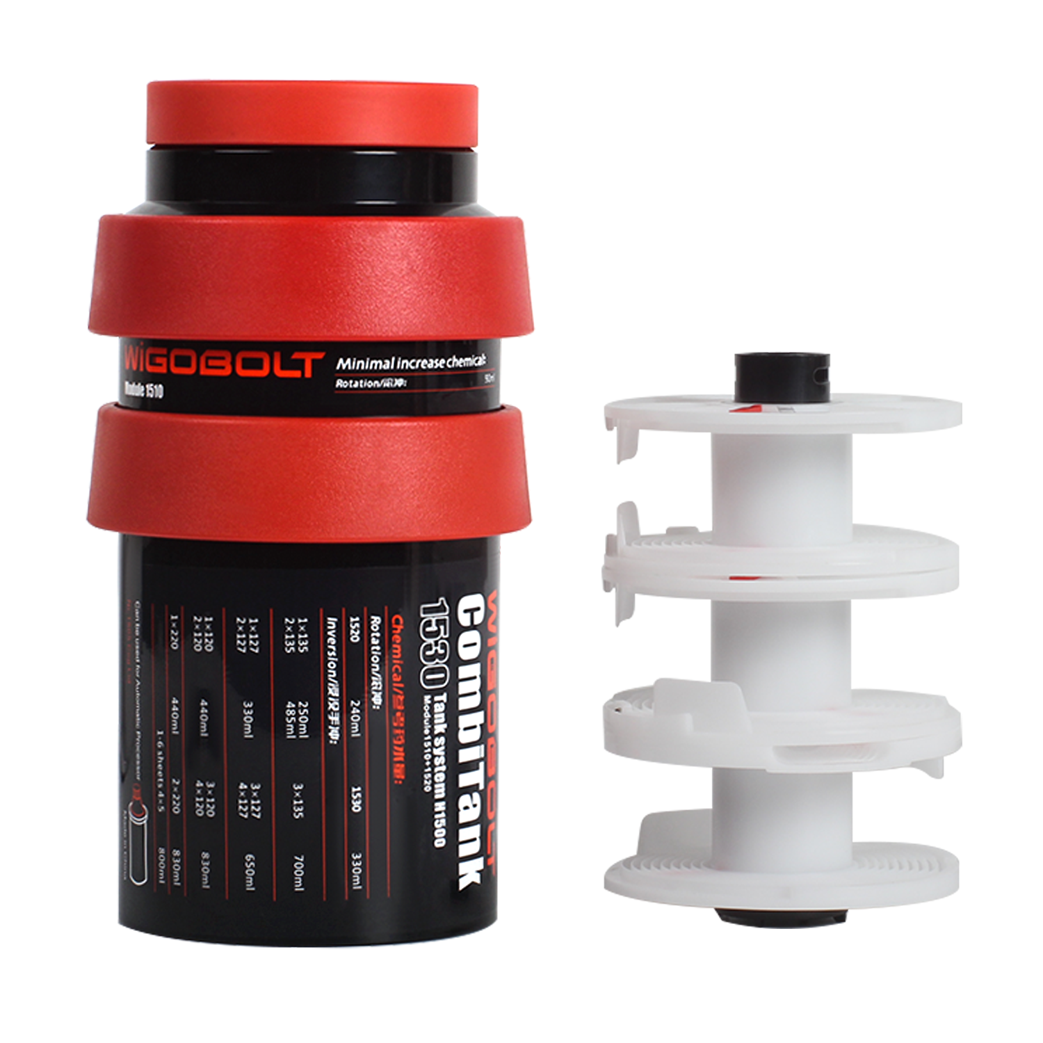 eTone Extended Developing Tank 3 Spirals 120 35 4x5 B/W film Darkroom Processing