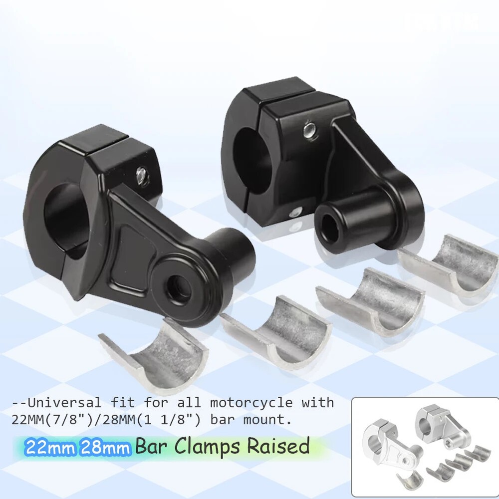 Motorcycle 22mm Bar Clamps Raised Handlebar Handle Bar Risers Mount Riser Clamp