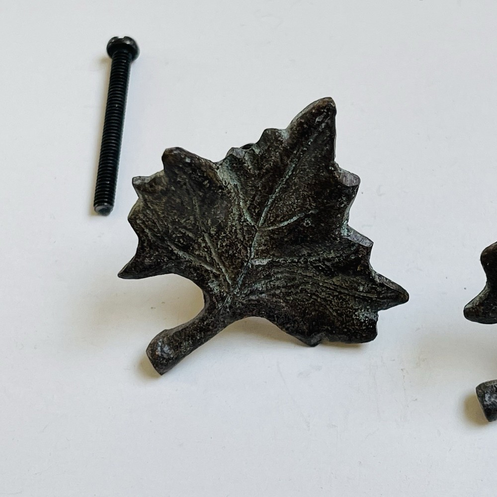 Bauerware 3 Maple Leaf Rustic Iron Knob Pull Drawer Door Handle Cabinet Decor