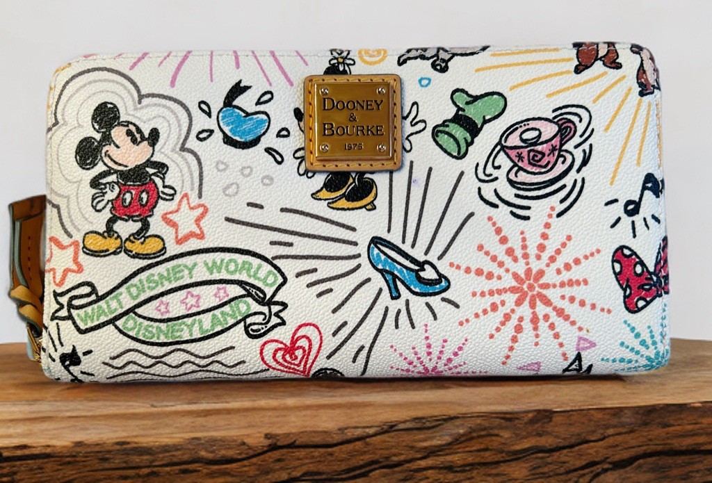 Disney Parks Dooney & Bourke White Sketch Wallet Dumbo Minnie Chip