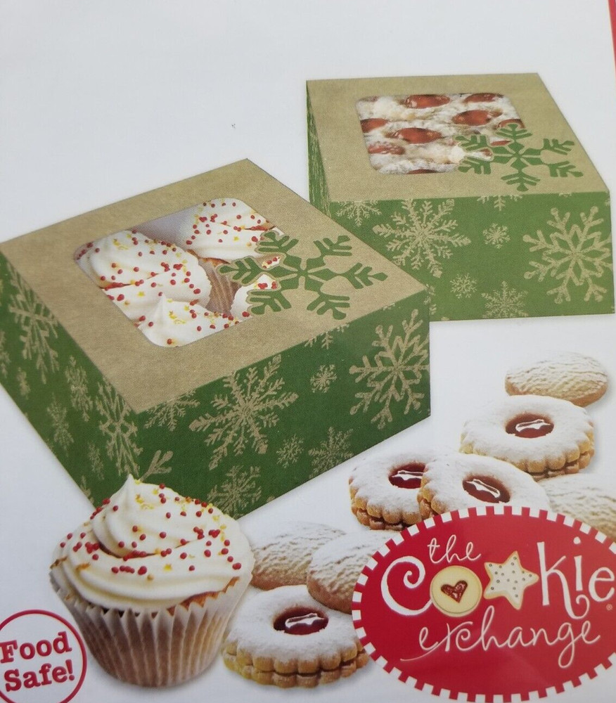 The Cookie Exchange Cookie & Cupcake Bpxes Medium Square Window Snowflake Design