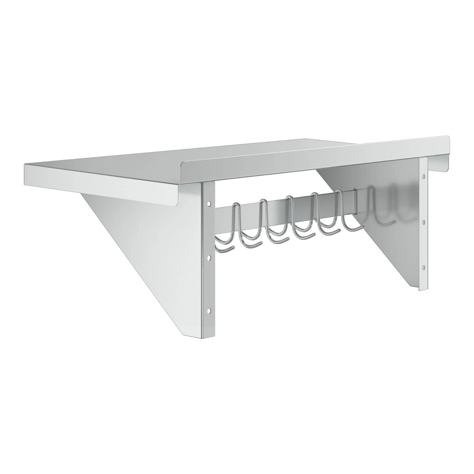 Regency 15" x 36" Stainless Steel Wall Hanging Pot Pan Rack Kitchen Shelf Hook