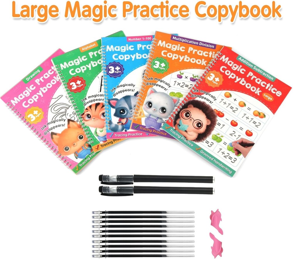 Helsort Large Magic Grooved Practice Copybook for Kids, Reusable
