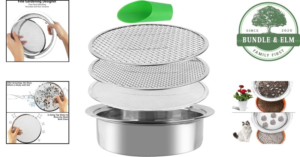 Durable Round Frame Soil Sifter with Interchangeable Screens for Landscaping