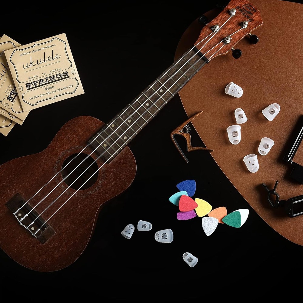 Ukulele Strings Accessories Kit, Nylon 28PCS, Walnut color