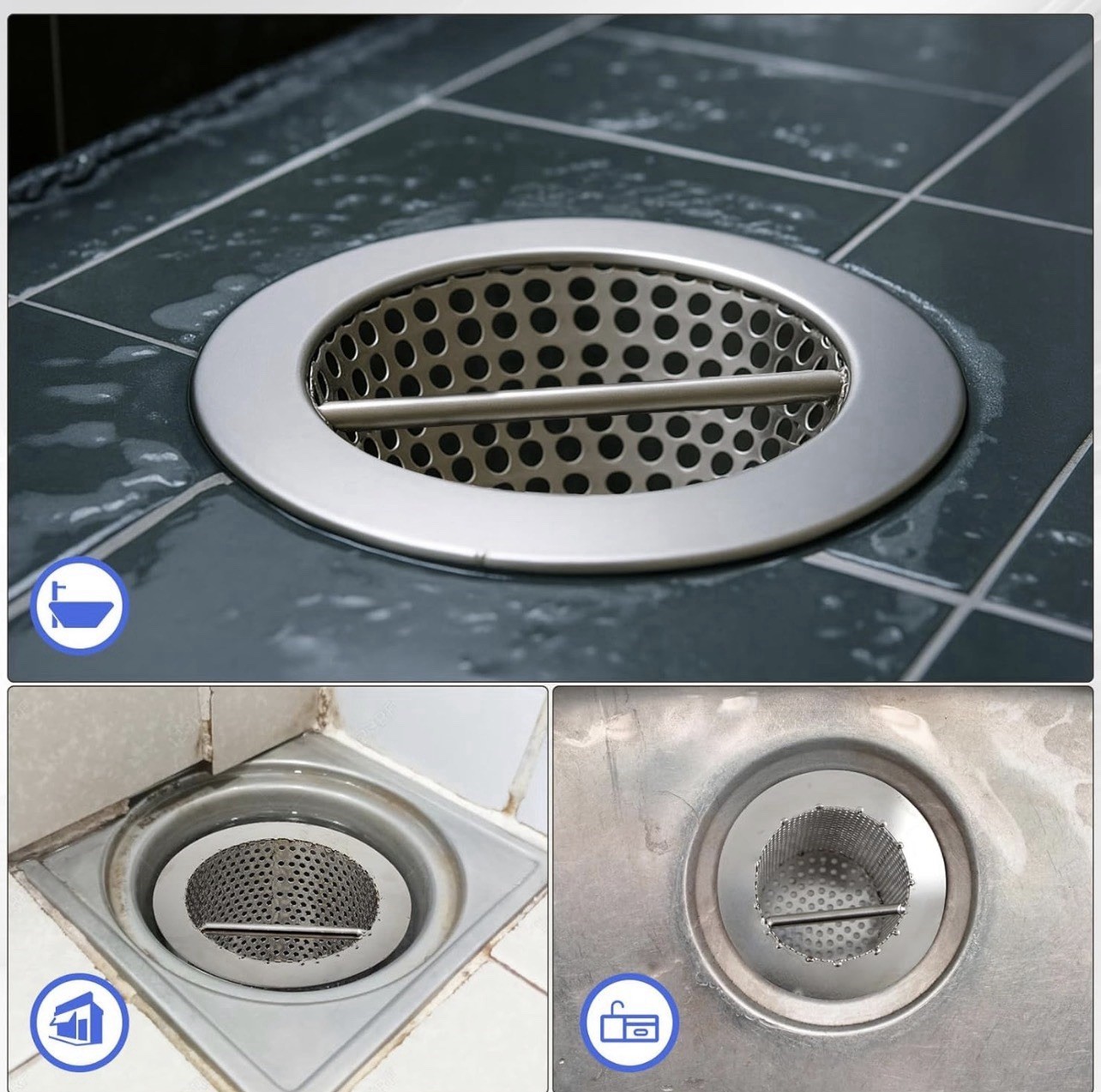 4" Diameter Commercial Floor Drain Strainer 6" Tall Perforated New