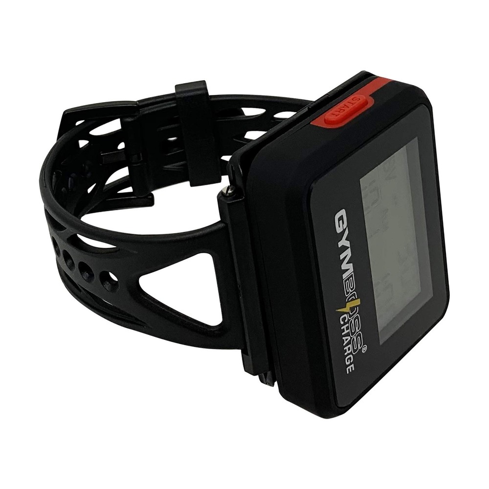 Gymboss Charge Interval Timer and Stopwatch & Watchstrap - Bundle Black / Red
