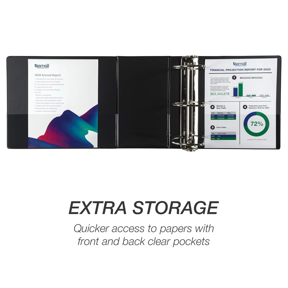Durable 6-Inch 3-Ring Binder - Locking D-Ring & 100% Recycled Chipboard - 2 Pack