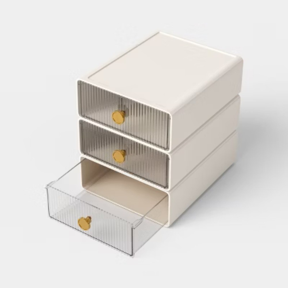 Small Stackable Drawers Set of 3 Cream