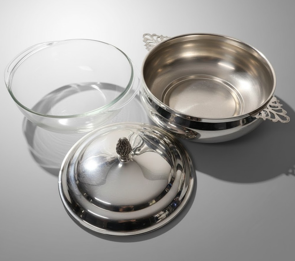 Vintage Reed & Barton Silver-Plated Covered Casserole with Pyrex Insert