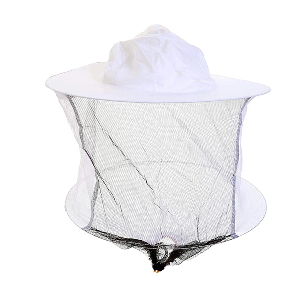 Beekeeping White Cotton Bee Hat and Veil with Hinged Closure