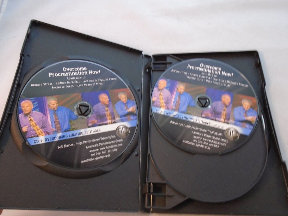 Bob Davies Overcome Procrastination NOW 4 Audio CD Set W/ Textbook On CD EUC