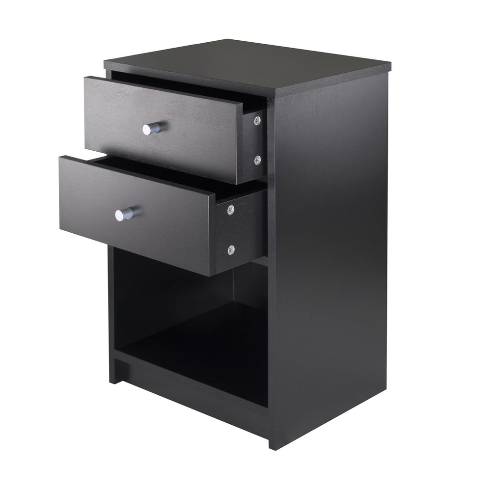 2 - Drawer Accent Table, Nightstand, Black Finish