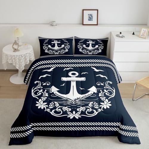 Nautical Anchor Bedding Set for Boys, Compass Adventure Twin Multi 02