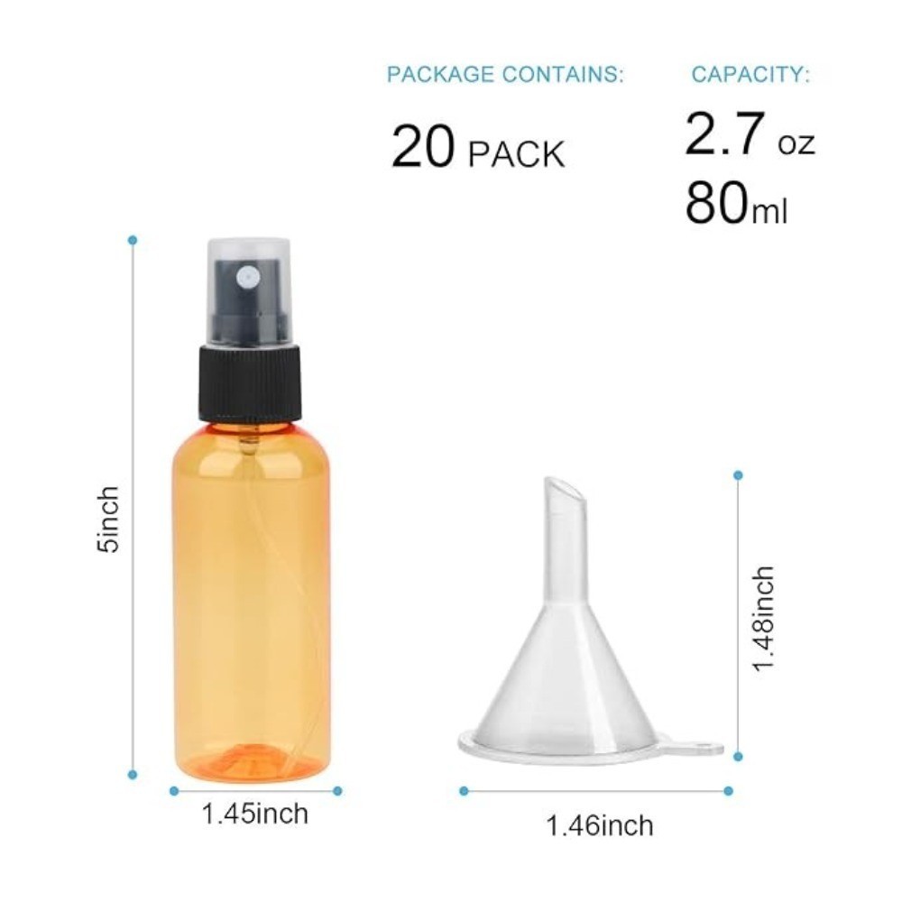 20 Pack Empty 80ml/3oz BPA-Free Mist Spray Bottles with Atomizer Pumps