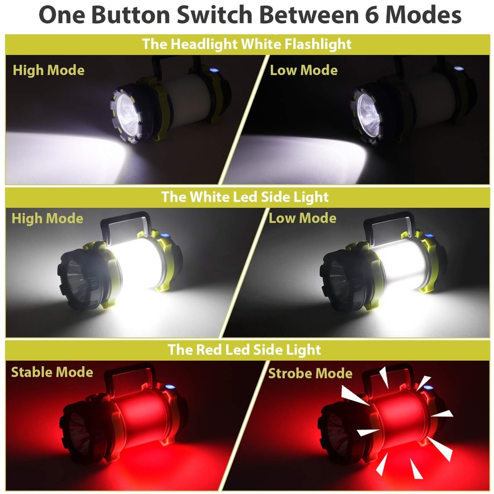 1 Pack Camping Lantern Outdoor LED Camping Light Rechargeable Flashlights with