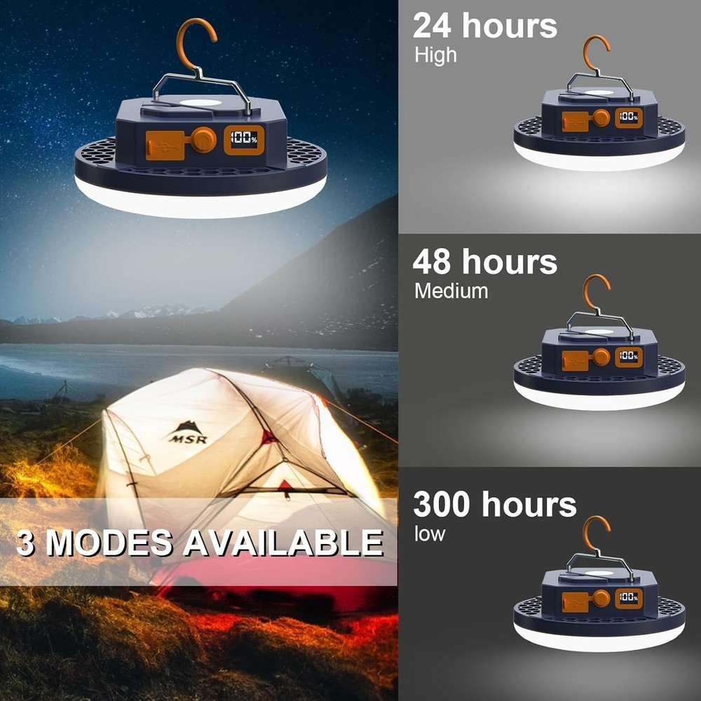 LED Flashlight & Camping Lantern Combo - Power Display & Emergency Light