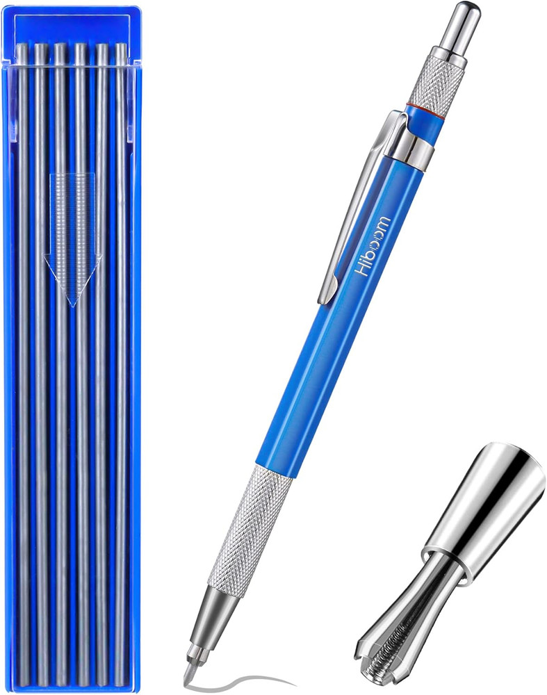 Welders Pencil with 12 Silver round Refills, Mechanical Marker with Sharpener