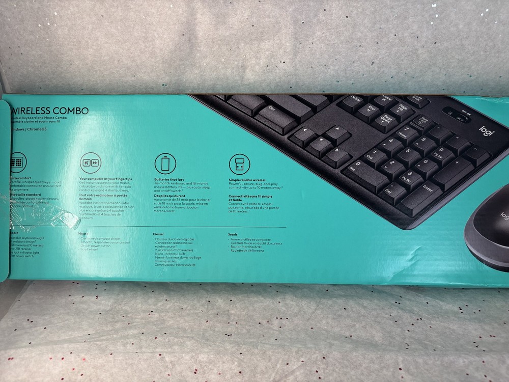 Logitech Wireless Keyboard and Mouse: USB-A Full Size, Mechanical Switch