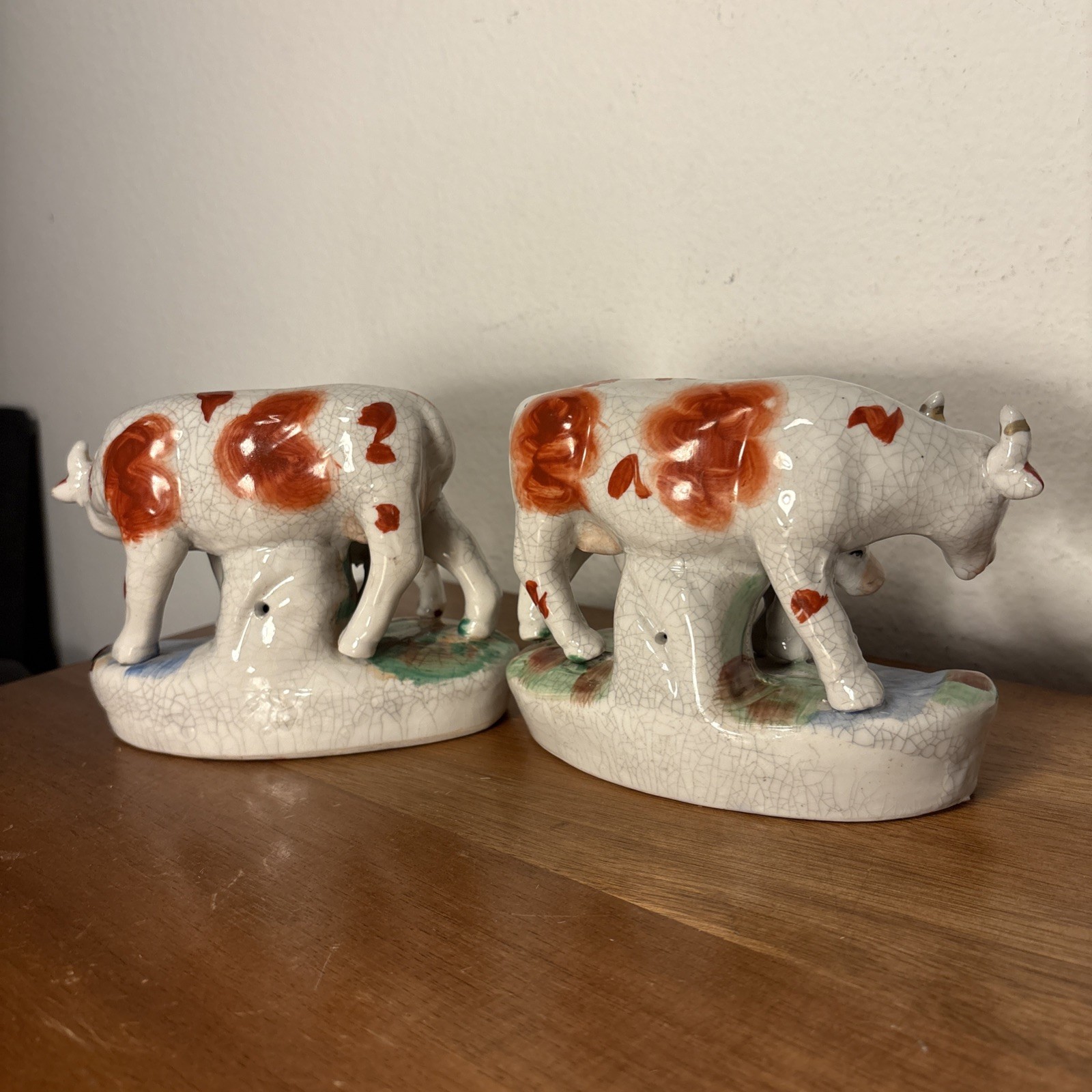 Set of 2 Staffordshire Cow and Calf Figurines