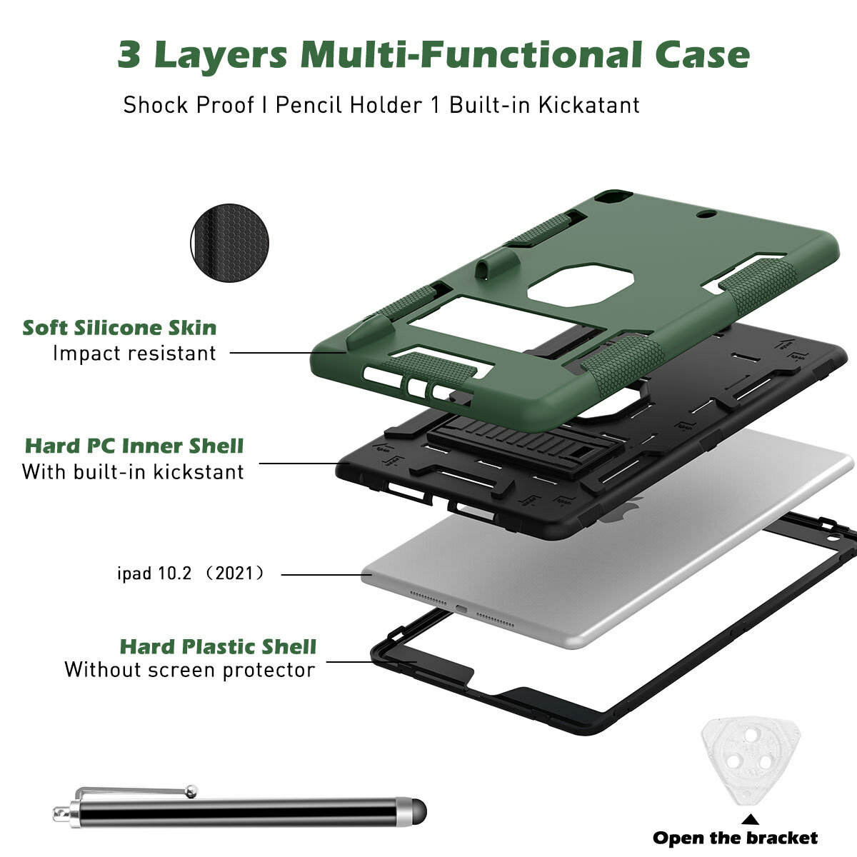 iPad 9th/8th/7th Generation Case 10.2" Shockproof Heavy Duty Rugged Stand Cover