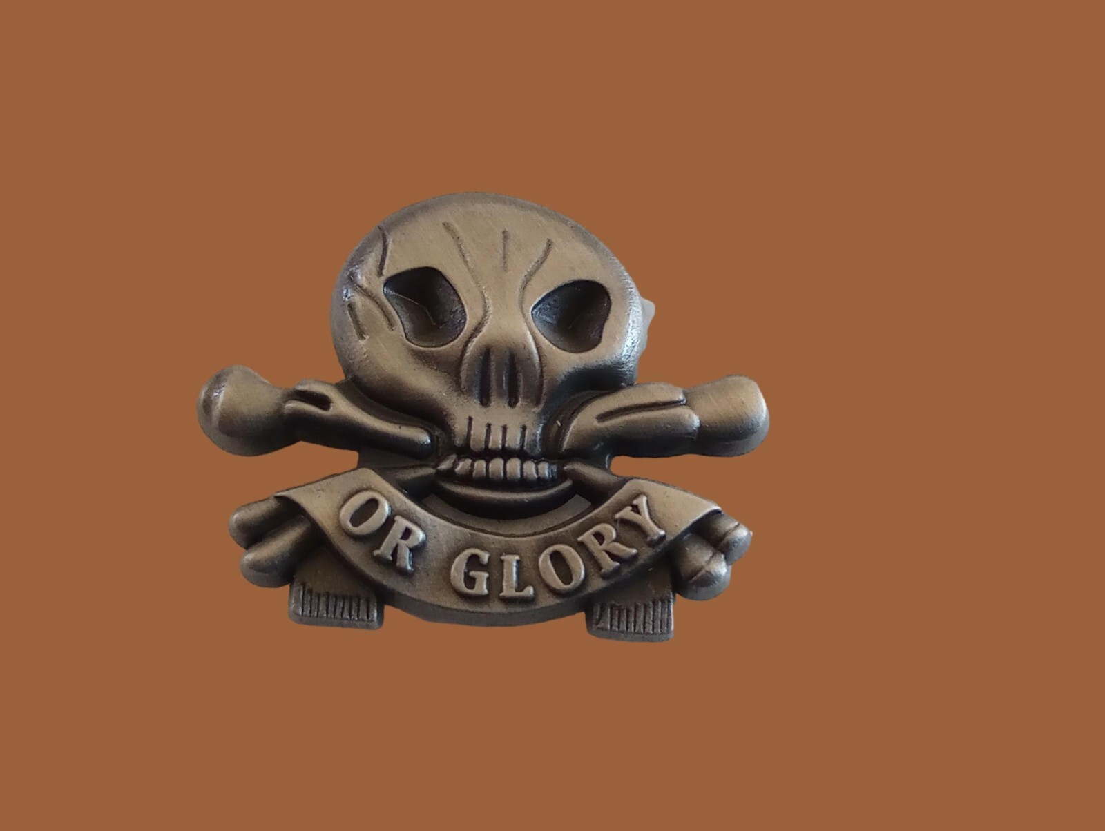 SKULL AND BONES HAT PIN LAPEL DEATH OR GLORY HEAD DOUBLE POST PIN NEW
