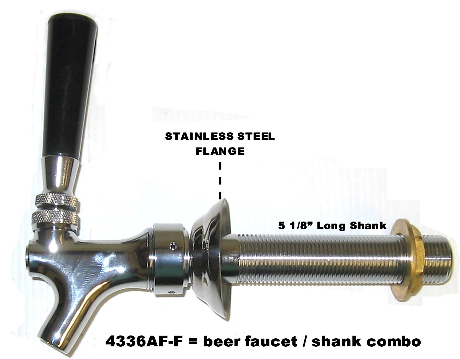Draft Beer Faucet and Shank 5 1/8" Shank  - Kegerator Tap Set beer part 4336af-c