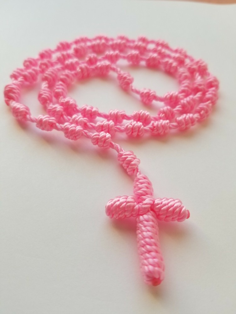 Nylon Rosary Knotted Cord Pink